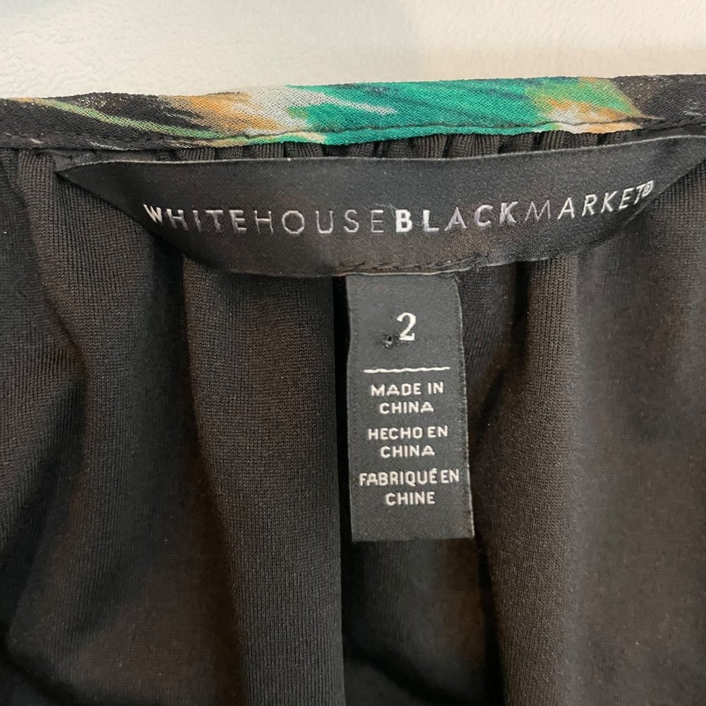 NWOT White House Black Market Dress Green Black Print 2 - Picture 5 of 8